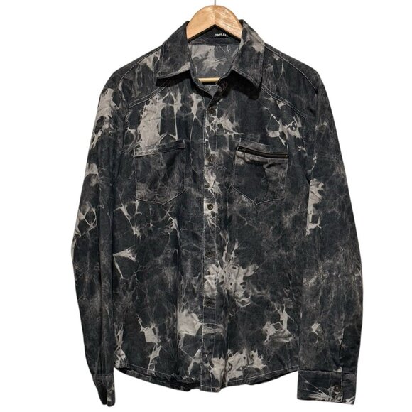 TheLees Button Down Gray Tie Dyes Long Sleeve Collared Shirt Mens Size Large - Picture 1 of 9